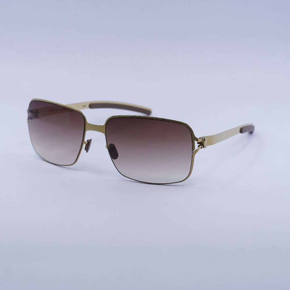 Mykita NO1 MAJA 006 Sunglasses Gold Rectangle Frame, Brown Gradient Lenses